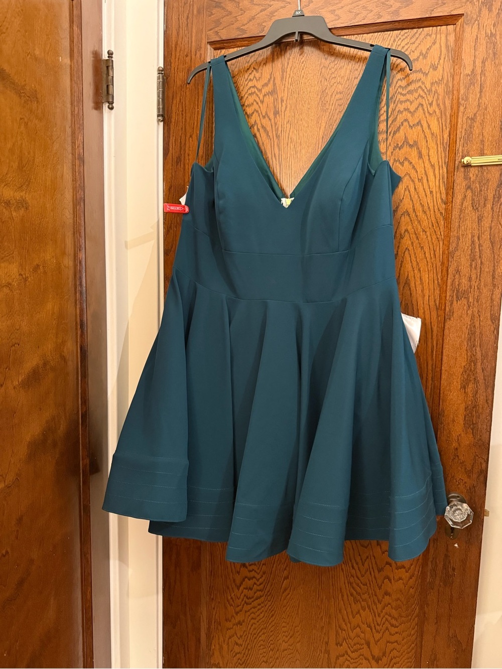 Mac Duggal Teal V-Neck Fit & Flare Dress
